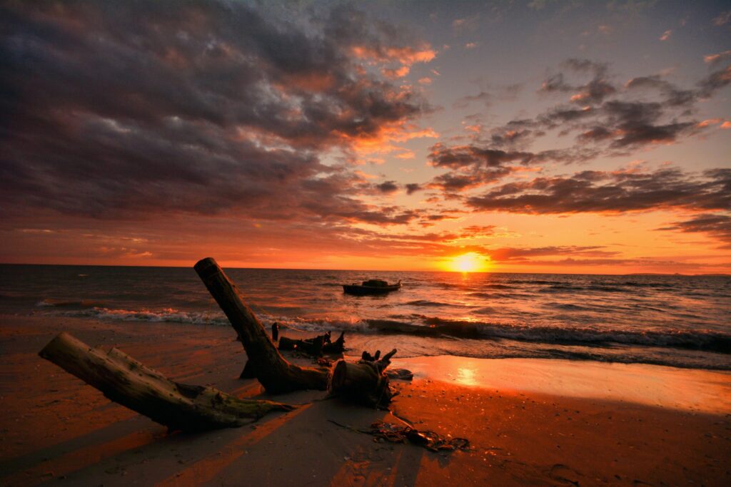 Red sunset over the Andaman Sea from Sunset Beach, Koh Lipe